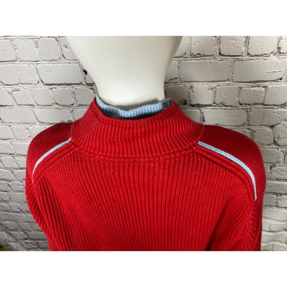 Tommy Hilfiger Mens XL Red 1/4 Zip Ribbed 100% Cotton Pullover Sweater - Picture 6 of 9